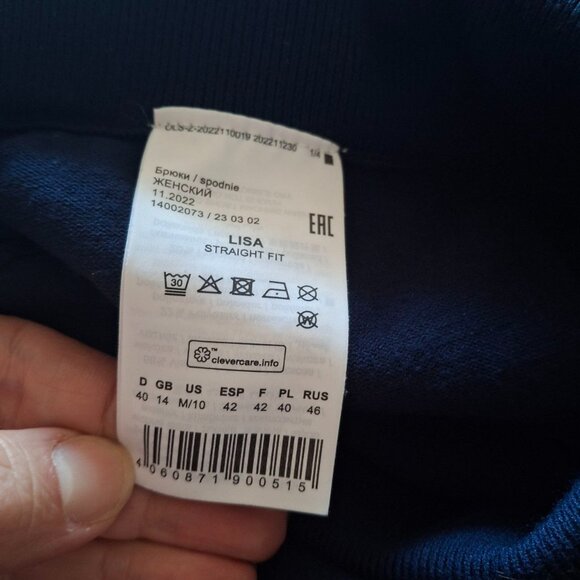 OLSEN pants LISA straight fit WITH DECORATIVE TAPE - navy SIZE M (10) - Picture 4 of 9